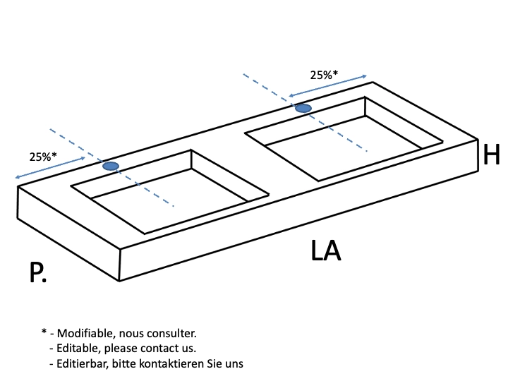 Plan vasque Design, fabrication sur mesure, Largeur 60 à 20 cm x Profondeur 40 à 60 cm, résine minérale ACRYSTONE® SOLID-SURFACE Finition lisse blanc mate, Livraison Offerte et Rapide.